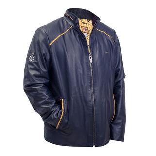 Кожаная куртка iconic dark blue арт AD-194